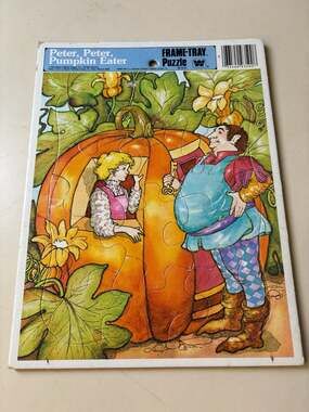 Vintage 1981 Whitman Peter, Peter, Pumpkin Eater Frame-Tray Puzzle, 8.5 x 11 inc